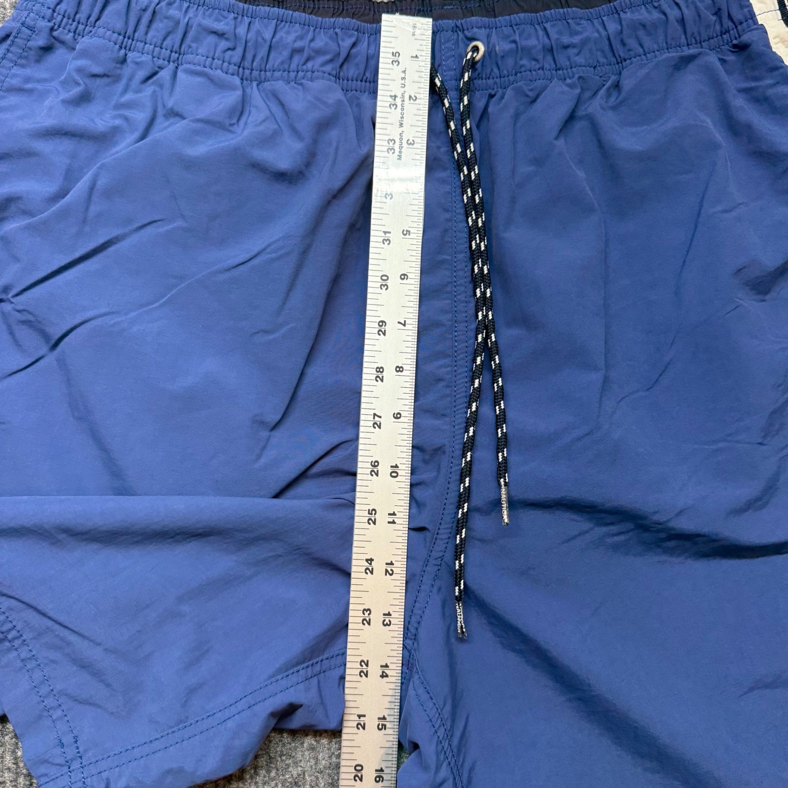 Nautica Mens Blue Swim Trunks XXL White Stripe Drawstring Quick Dry Board Shorts