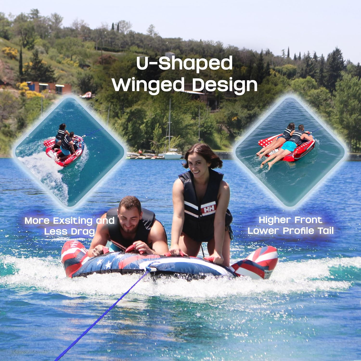 Towable Tubes for Boating 2-3 Person, Water Tubes for Boats to Pull, Safety Infl
