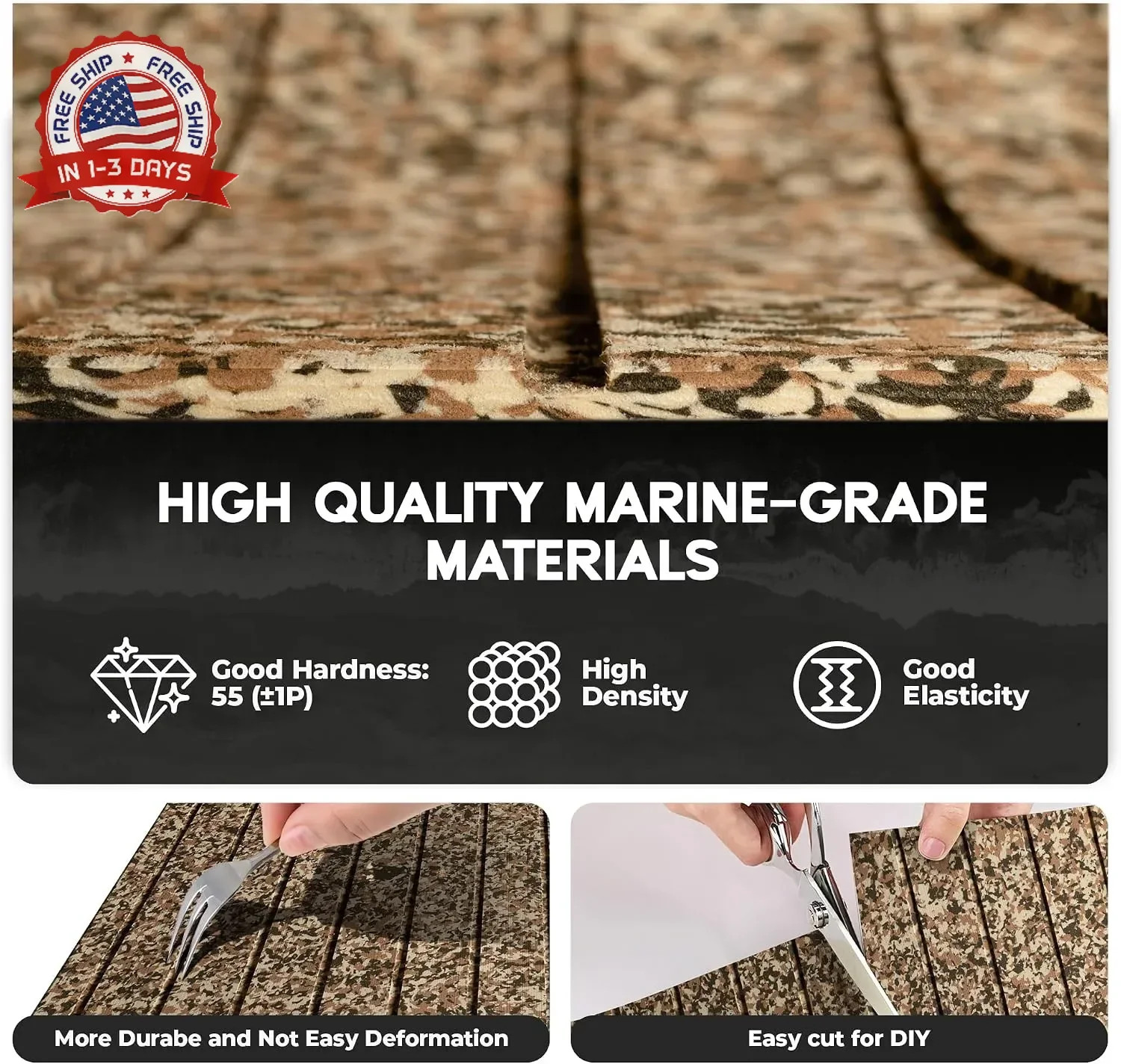 FOCEAN EVA Foam Boat Flooring, Sea Vinyl Decking Camo Deck Mats with self Adhesi