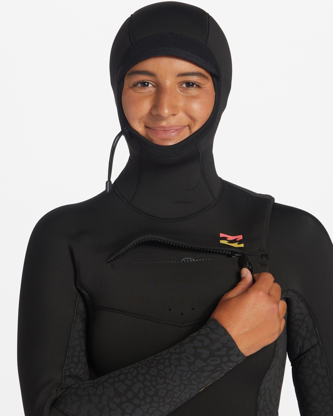 Billabong Synergy Hooded Chest Zip 5/4mm Wetsuit Womens 10 Wild Black ABJW200100
