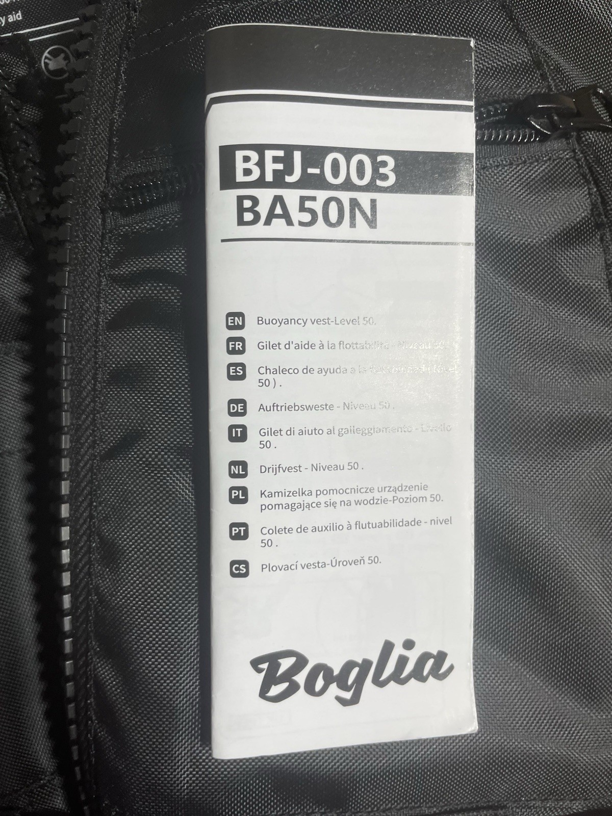 Boglia BFJ003 Swim Vest Fishing Jacket Size Med/L PVC Floatation Adjustable