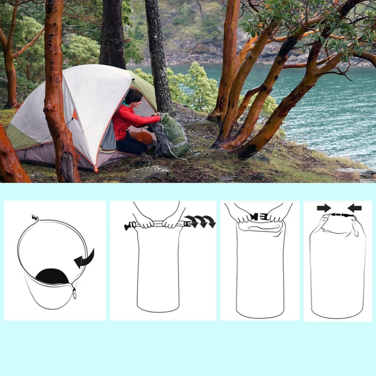 Bolsas secas 10L a 70L impermeables canotaje rafting camping viaje pesca