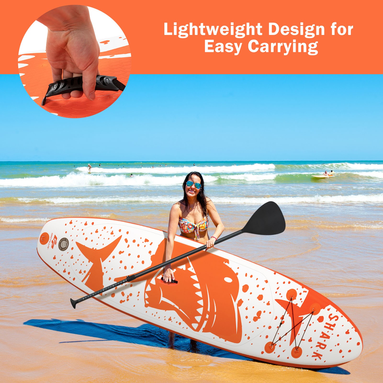 Costway 11ft Inflatable Stand Up Paddle Board W/ Backpack Aluminum Paddle Pump