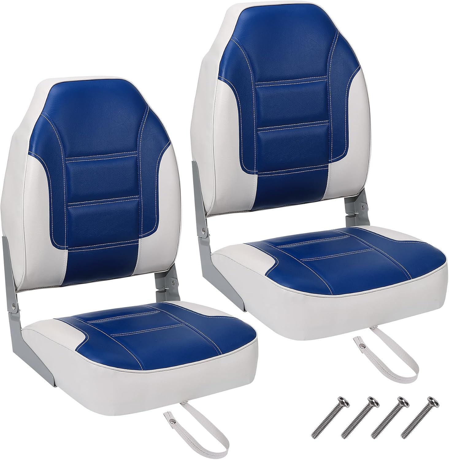 2x High Back Folding Boat Seats Comfortable Waterproof Camouflage Fishing Chairs