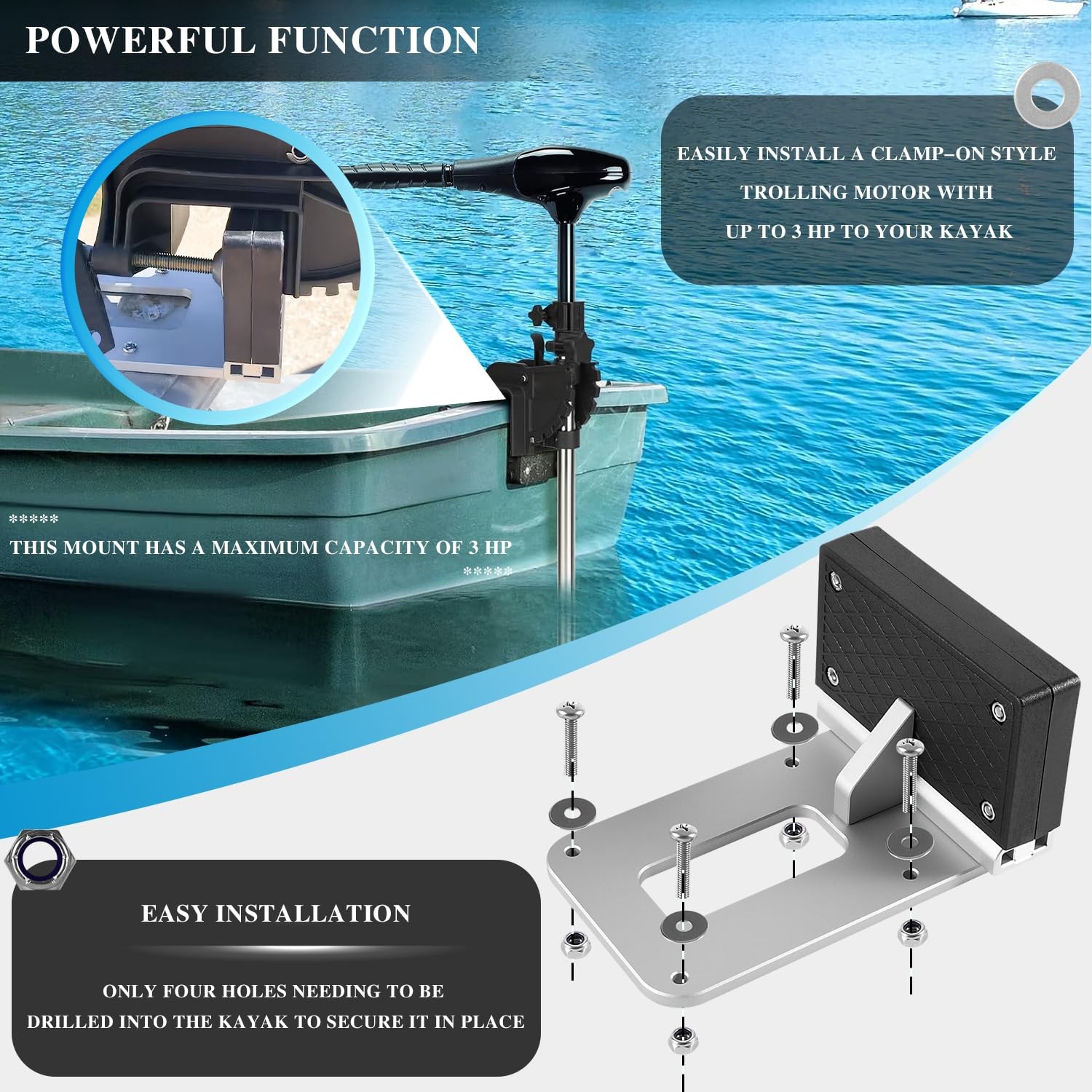 Universal Transom Trolling Motor Mount for Kayaks/Kayak Motor Mount, Universa…
