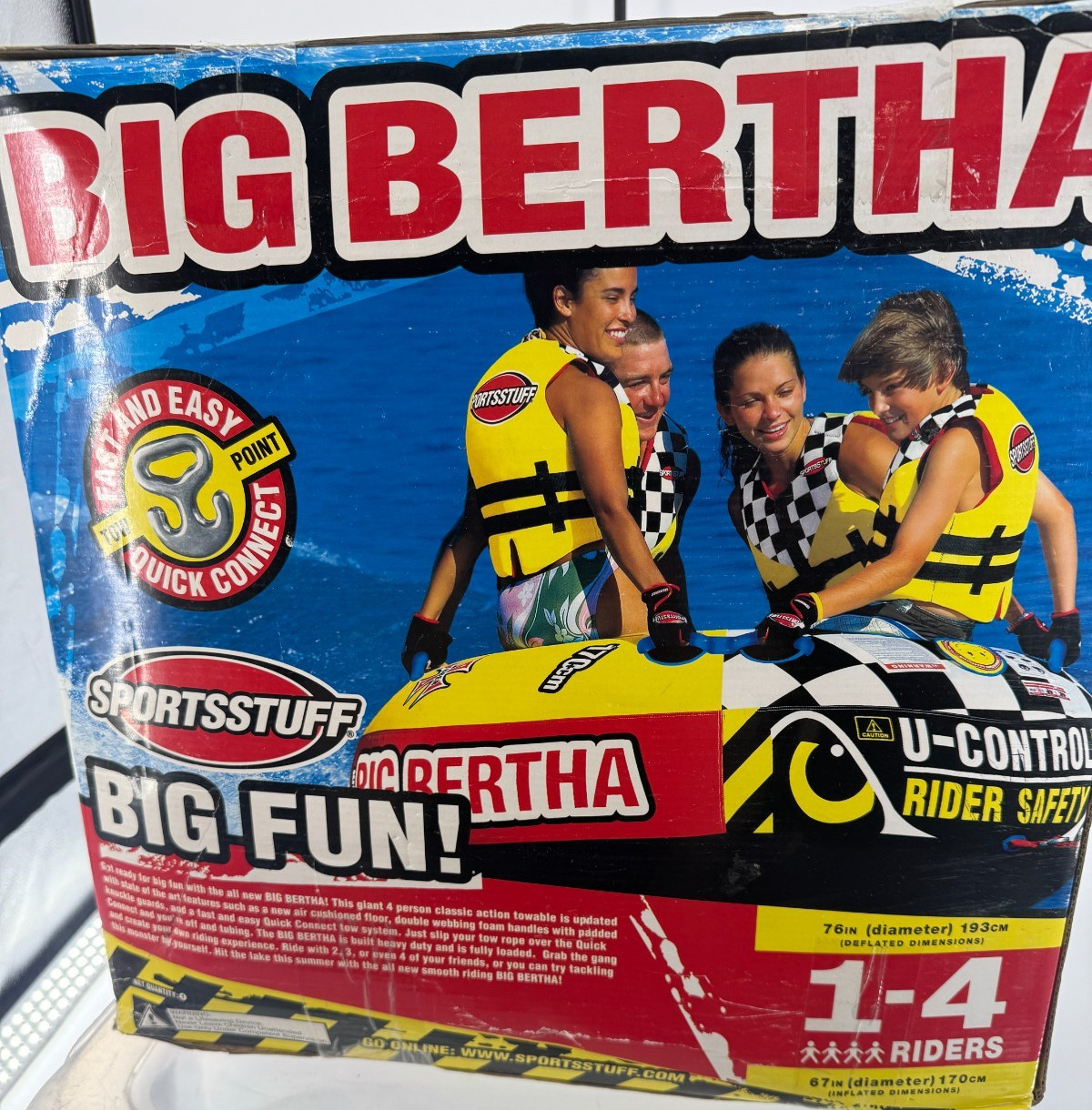 Sportstuff Big Bertha 4 Person Towable Tube Model 53-1329 NIB Water Sports