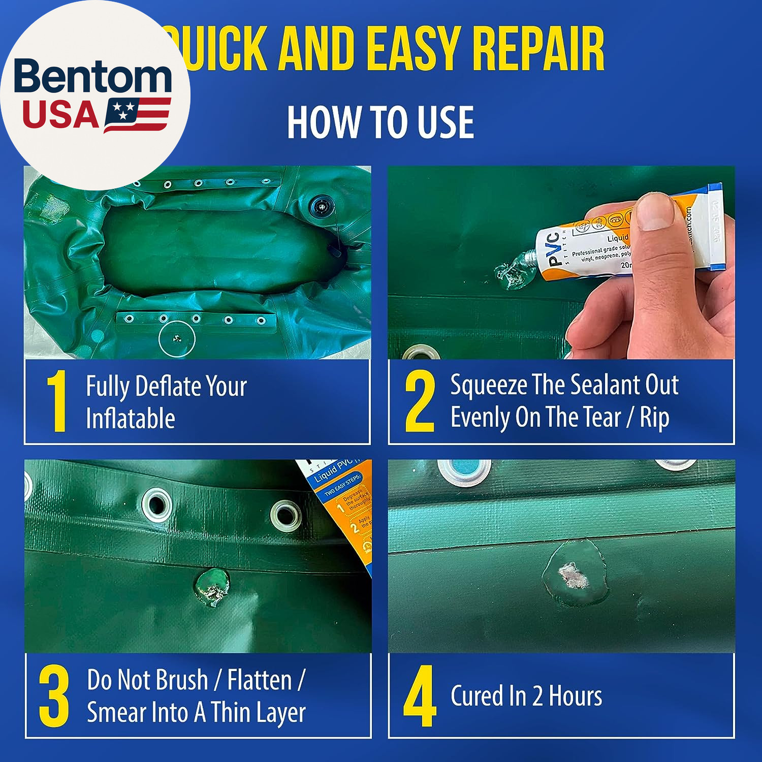 Aquapro Liquid Patch Waterproof Repair Kit for PVC Inflatable Boats, Rafts, Isup