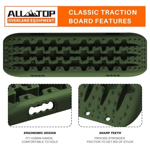 Recovery Traction Boards, 2PCS & Mounting Kit, Reinforced Off Road Army Green