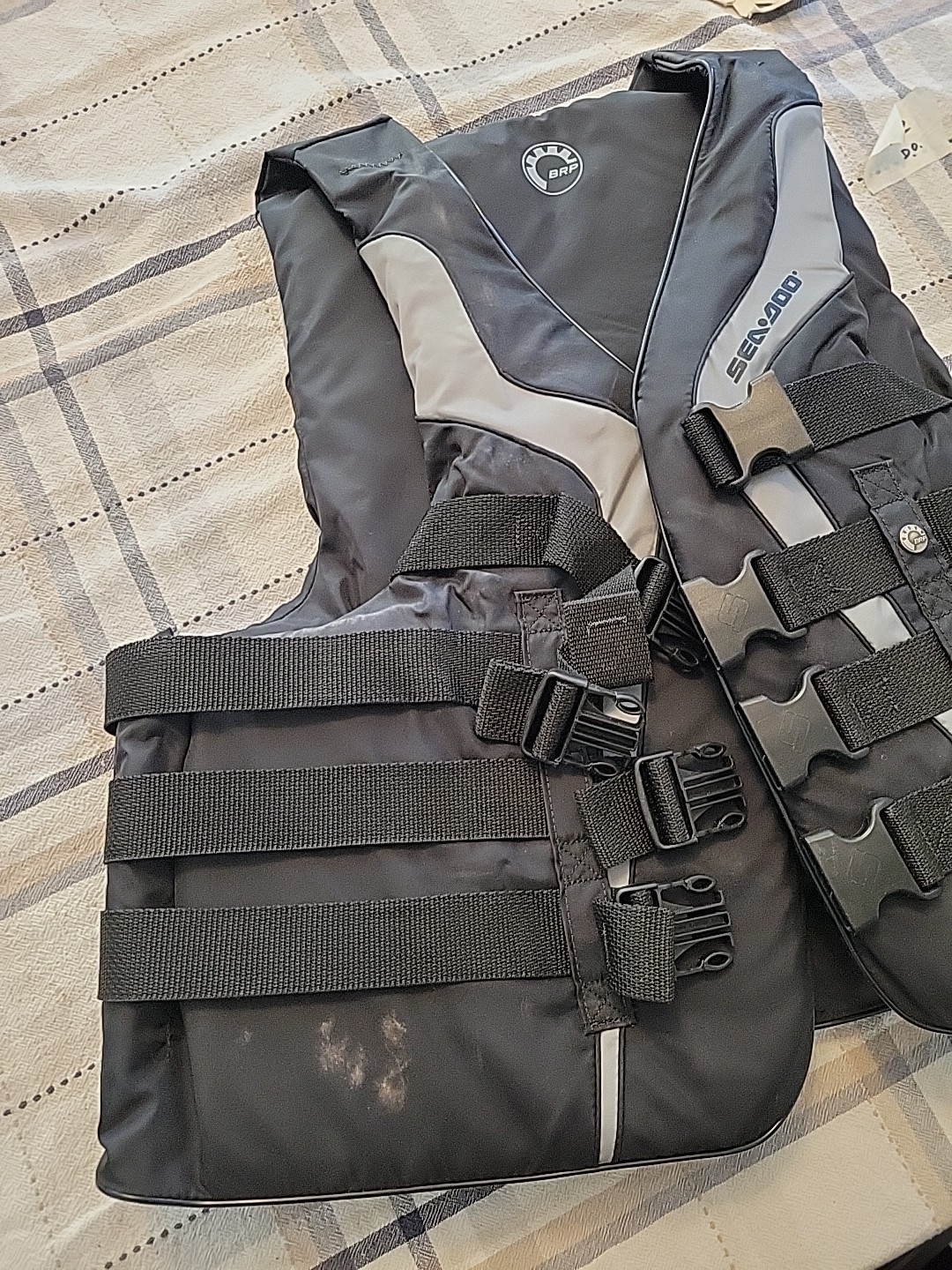 Gray and Black Seadoo Life Jacket Vest Adult XXX Large 1714 Chest Size 53-57
