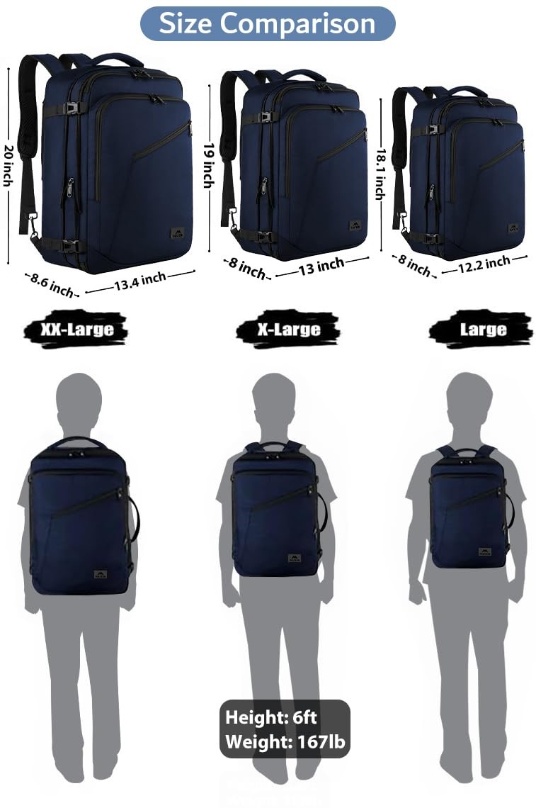 MATEIN Backpack for Travel, 27L Water Resistant Carry on Large, Blue