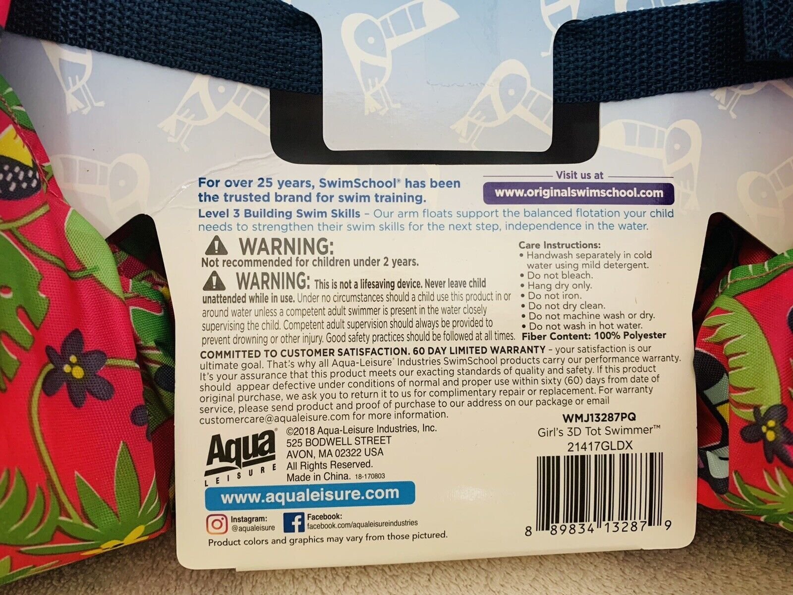 SwimSchool 3D Tot Swimmer Pink – Toucan (4-6 Years) Level 3-NEW!