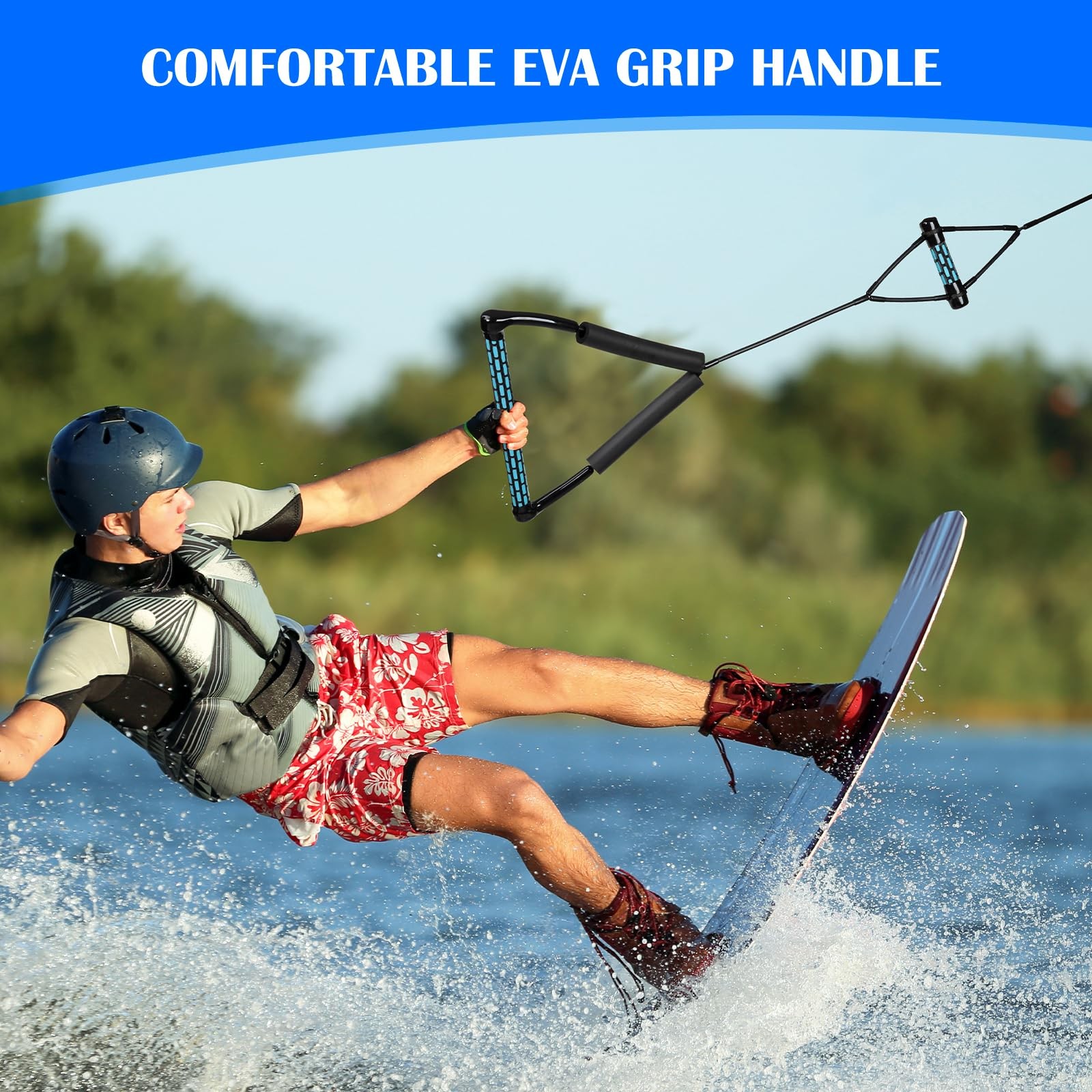 SETYPARY Dyneema No Stretch Wakeboard Rope and Handle, 75FT Floating Wakeboar…