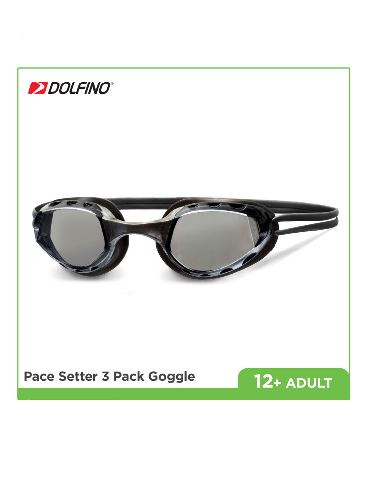 3-piece set of Dolfino Pacesetter Swim Goggles UV protection 12+ – NEW