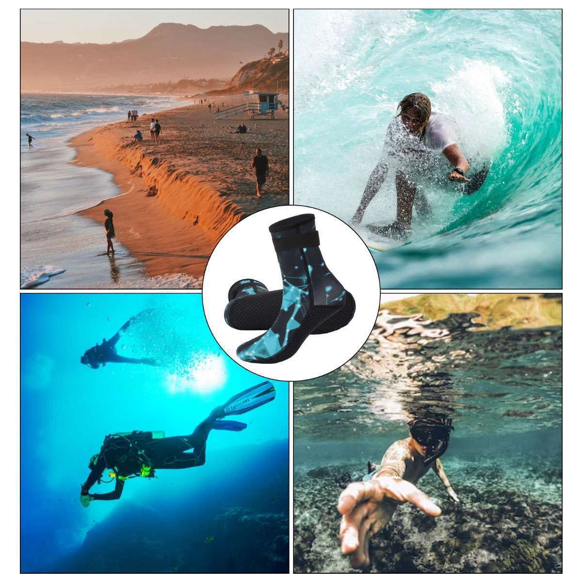 Water sports Swimming Scuba Diving Surfing Neoprene 3mm Socks Snorkeling Boots