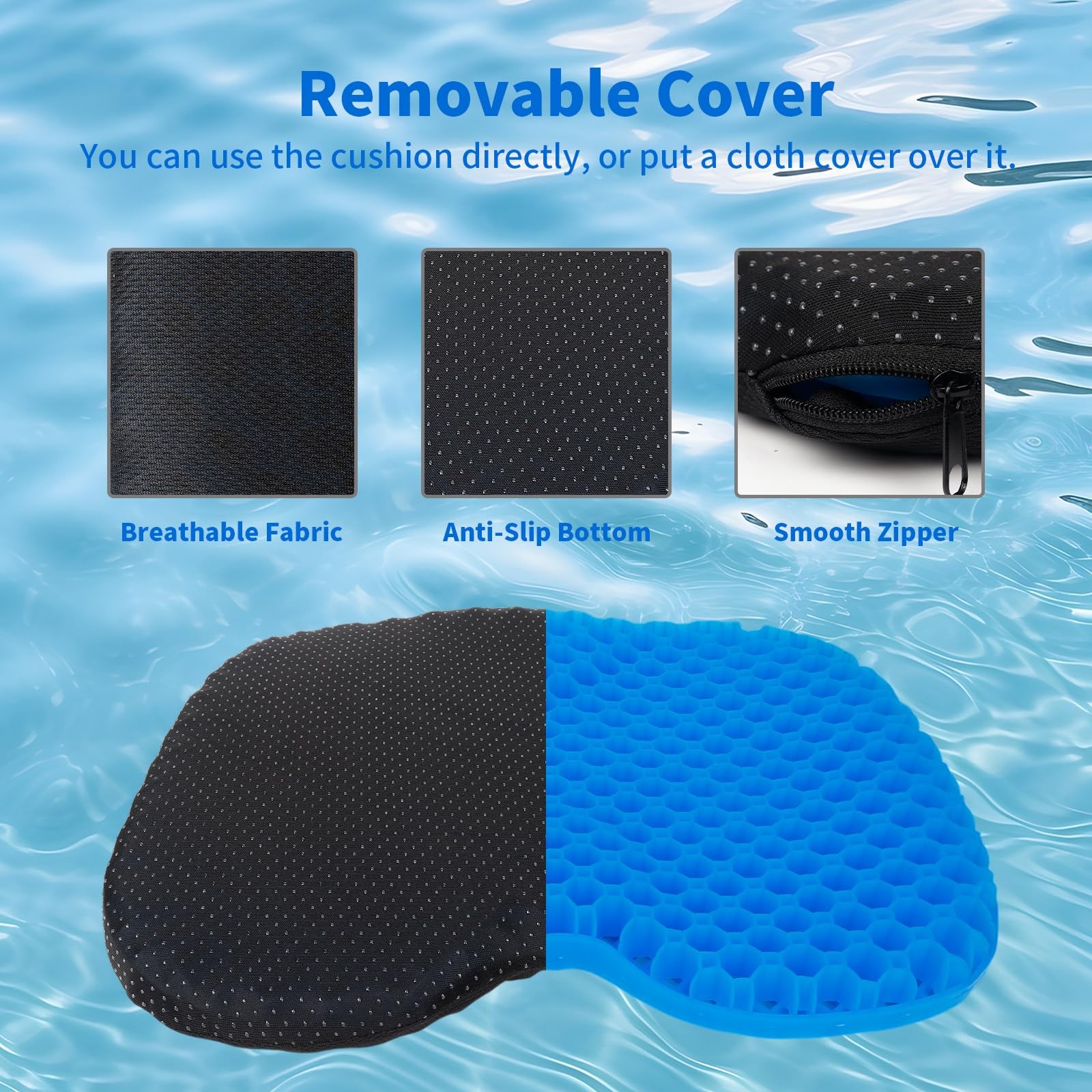 FANGULU Anti-Slip Kayak Seat Cushion Waterproof 15.4*12.2*1.5 inches, Blue