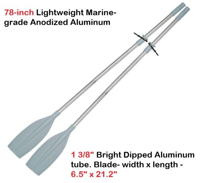 Set of 2 Heavy Duty Oars Lightweight Split Shaft Marine Grade w Oar Locks 6.5 ft