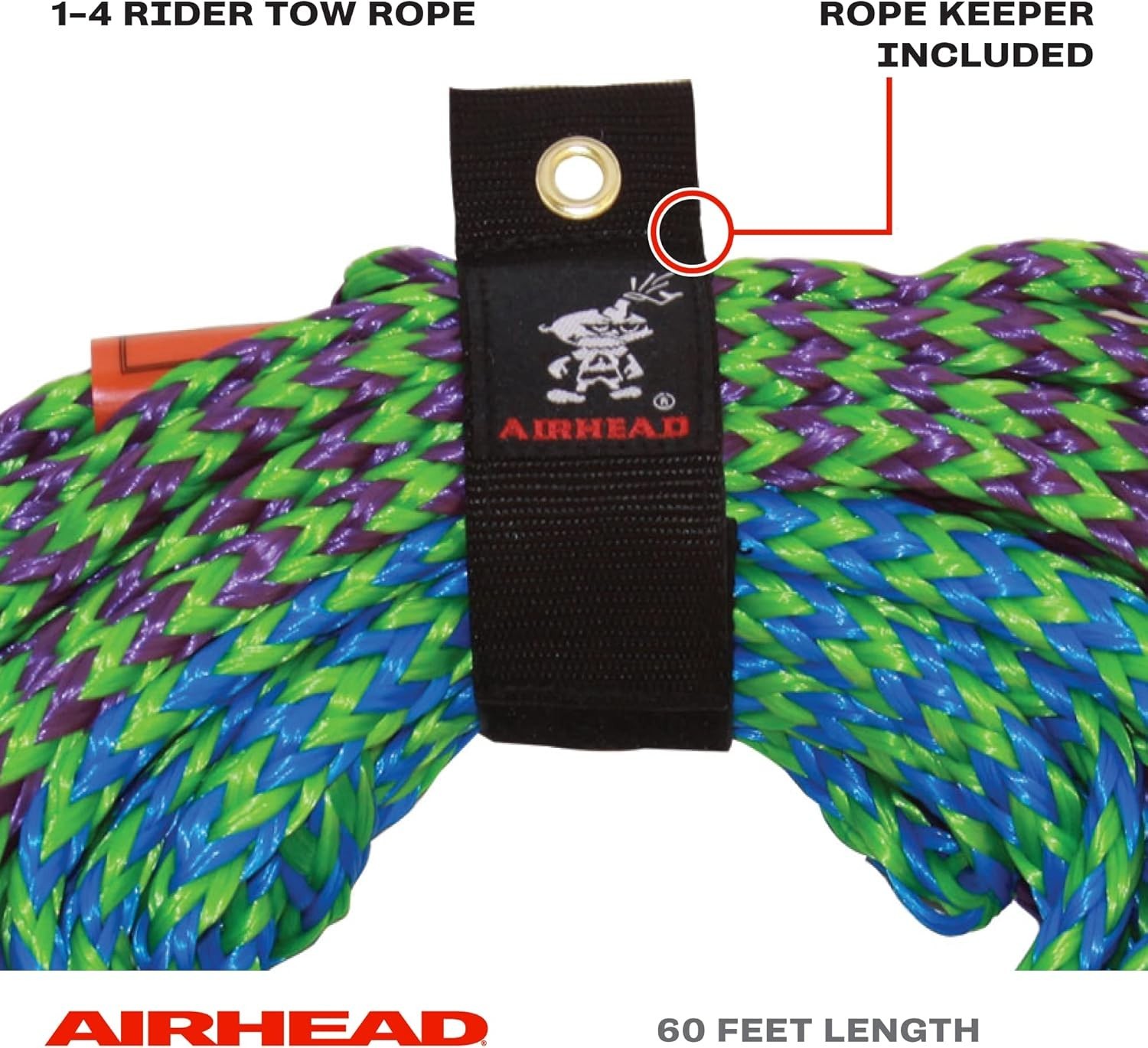 High-Strength Tow Rope for 1-4 Riders – 4,150 lbs Capacity with Rope Keeper