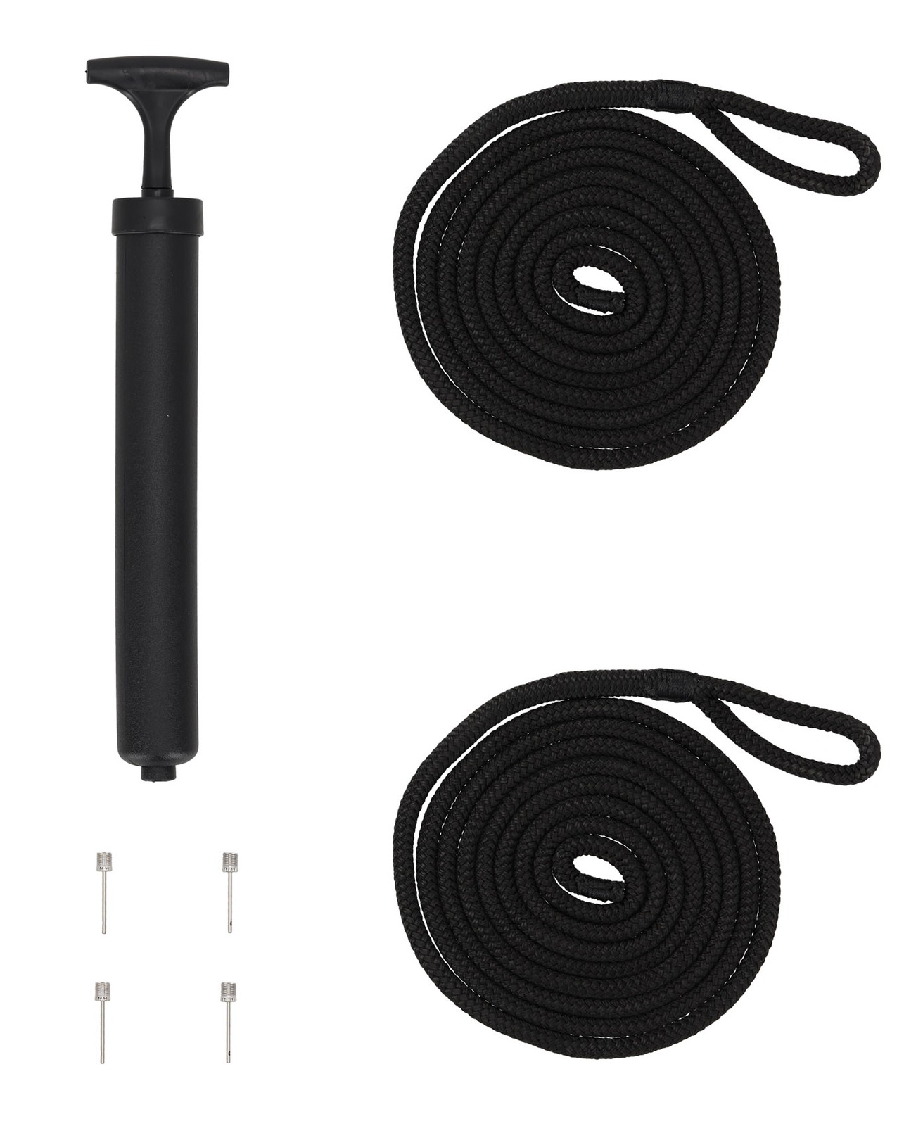 Rockville FEN245-BLACK Boat Fender Package 2 Bumpers 4.5″x16″, 2 Lines + Pump