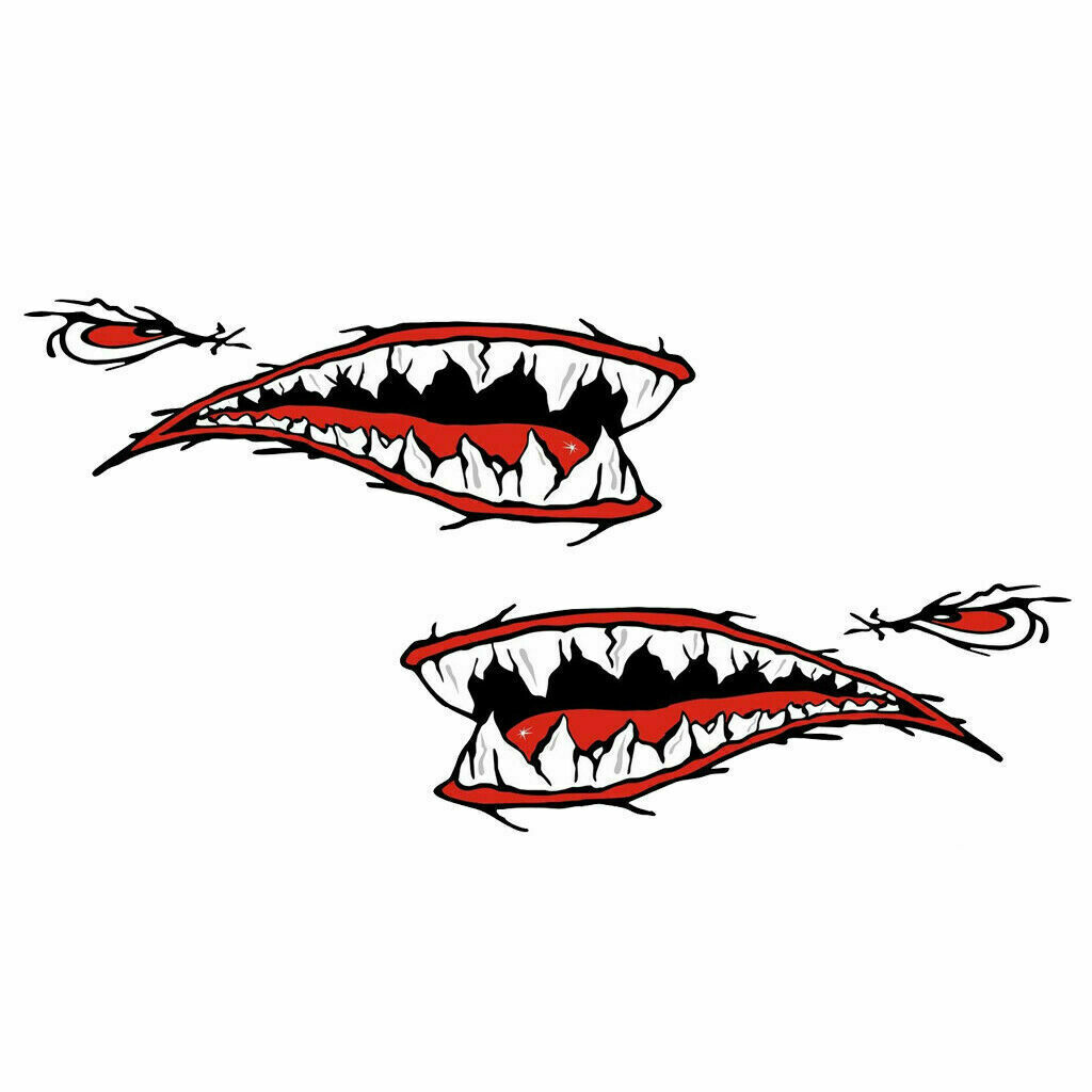 2pcs Shark Mouth Teeth Graphic Stickers Decal Kayak Car Side Door Fender