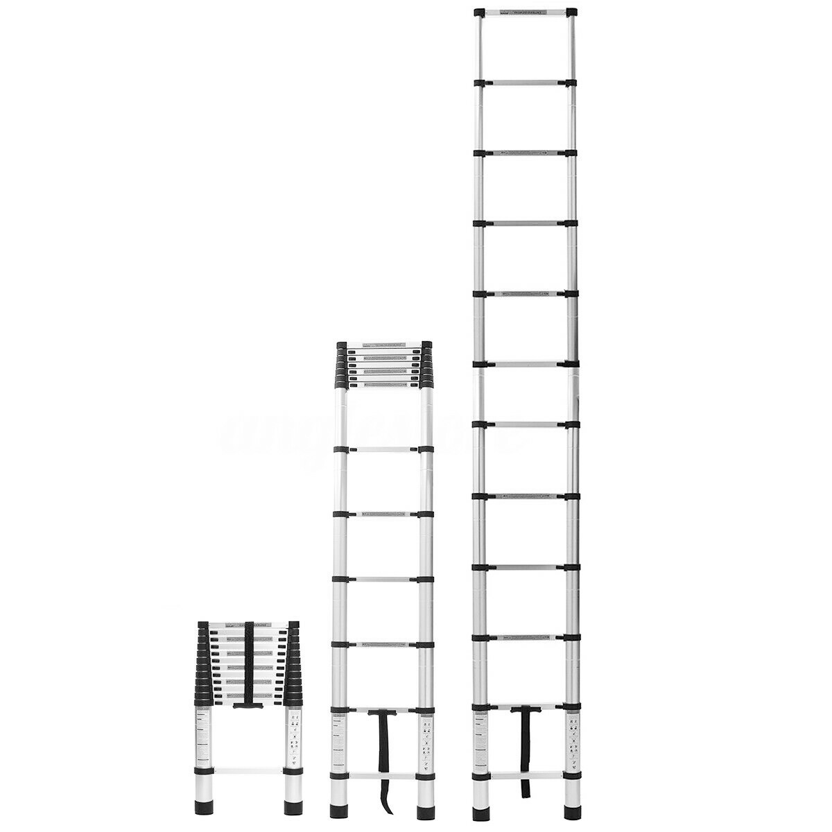 10.5FT Aluminum Extension Telescoping Heavy Duty 330lbs Lightweight Step Ladder