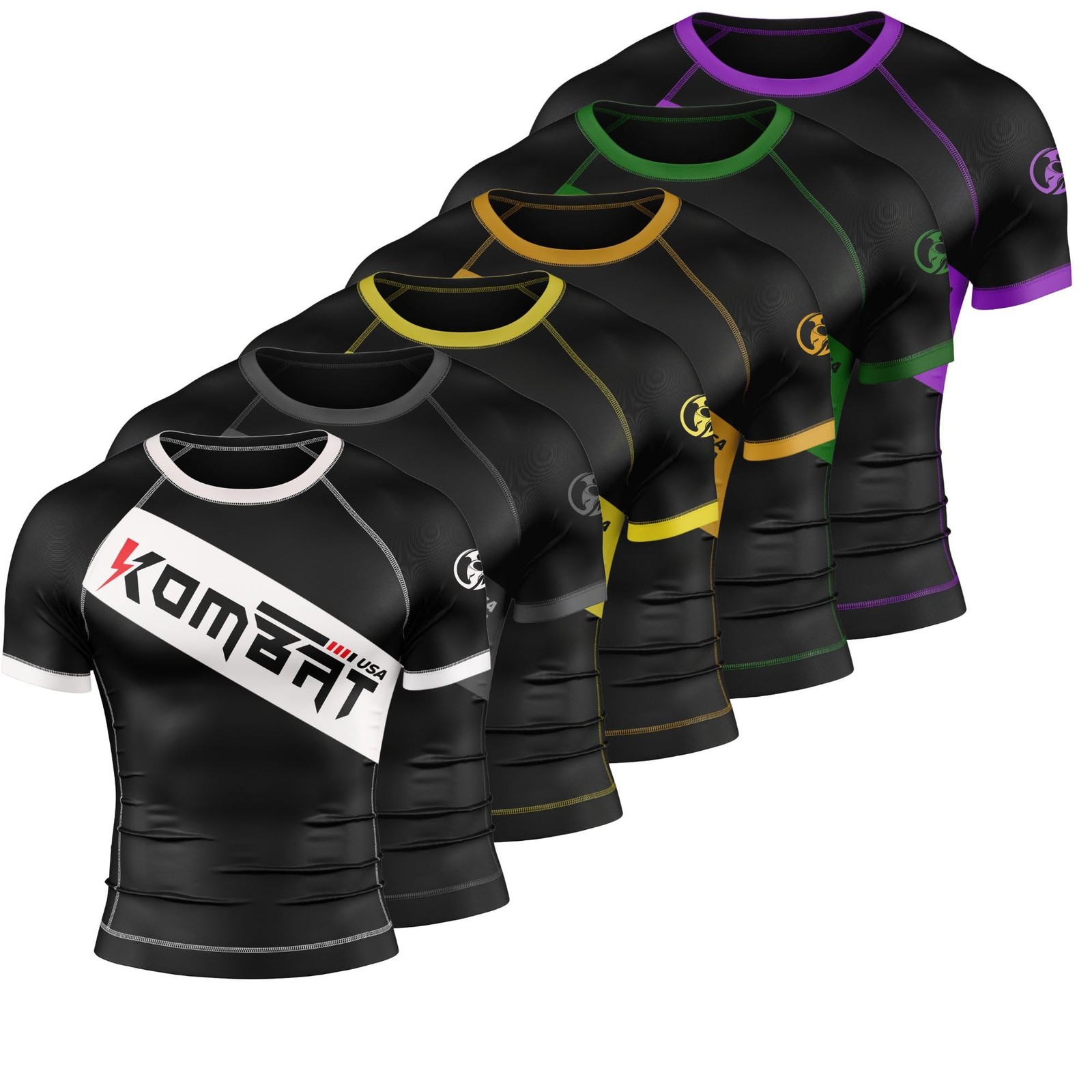 Kids BJJ Rash Guard Half Sleeve – Youth Boys & Girls Compression No Gi Shirt,…