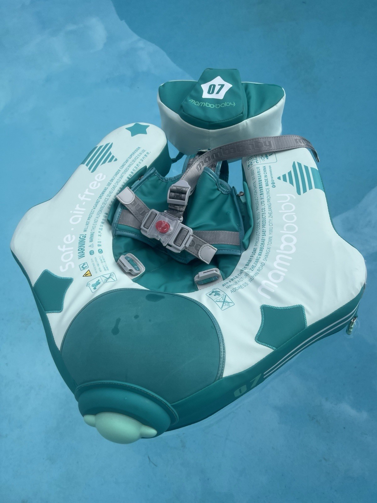 Mambobaby Global Limited Edition Green/White Baby Swim Float w/ Canopy UPF 50+