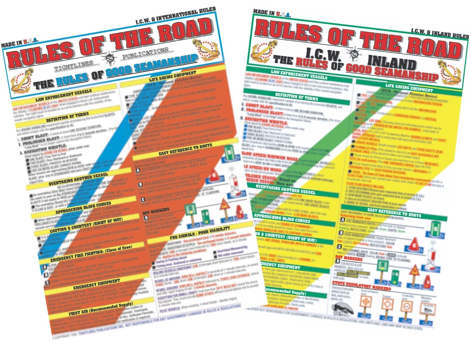 Rules of The Road Boating Safety Set – Waterproof Quick Reference Guide