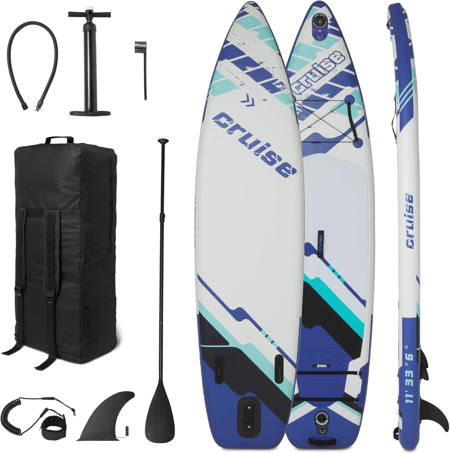 Inflatable Stand Up Paddleboard with Accessories, 132″ x 33″ x 15″, Blue