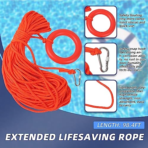 Calvana 20″ Foam Life Preserver Ring with 98.4ft Floating Lifesaving 1pack blue