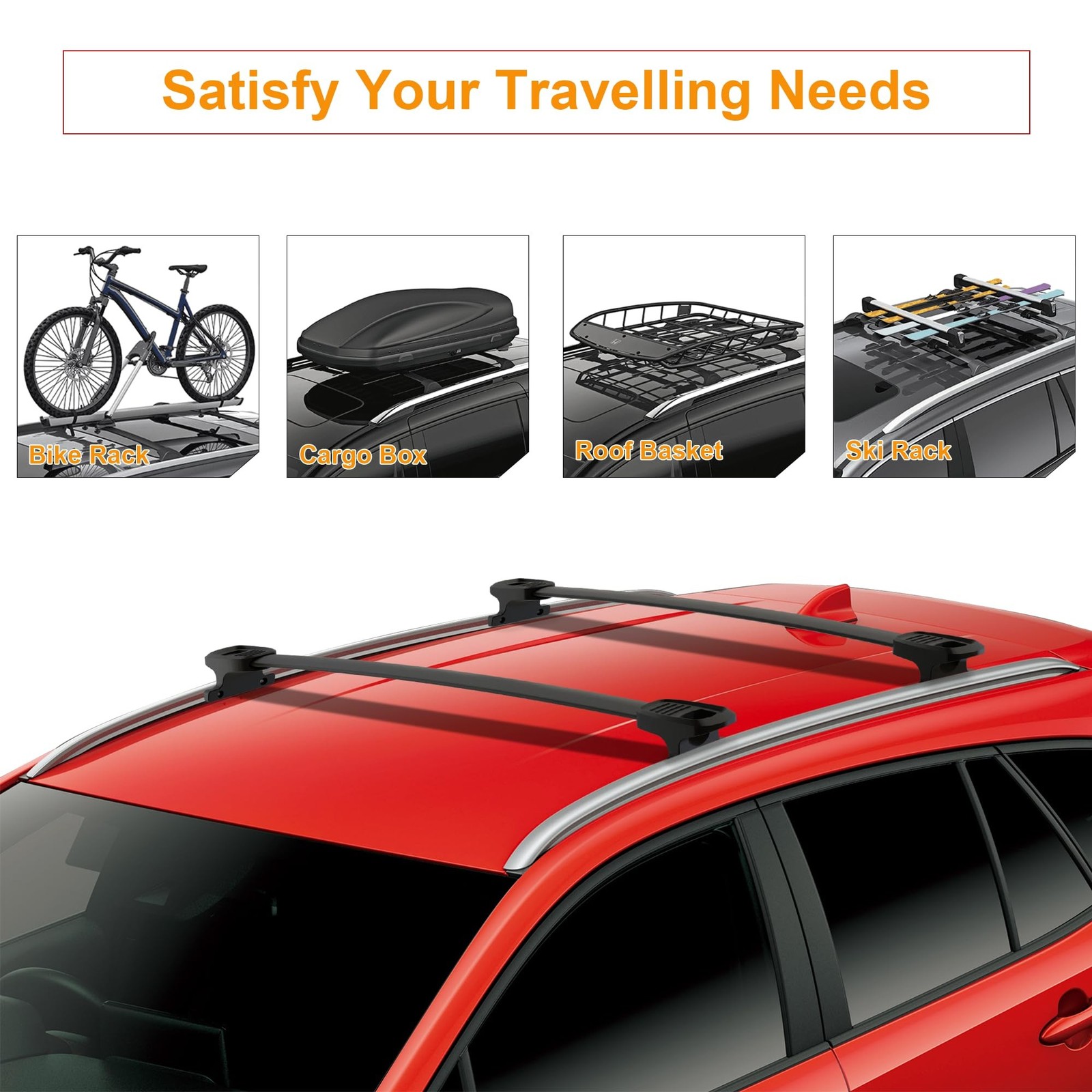 Heavy Duty 300lbs Loading Weight Roof Rack Crossbars Compatible for GMC Acadi…