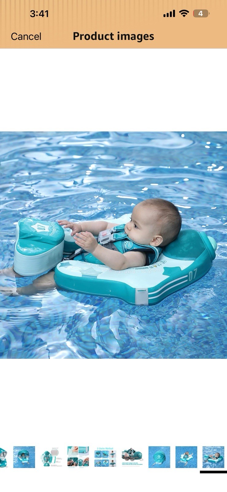 Mambobaby Global Limited Edition Green/White Baby Swim Float w/ Canopy UPF 50+