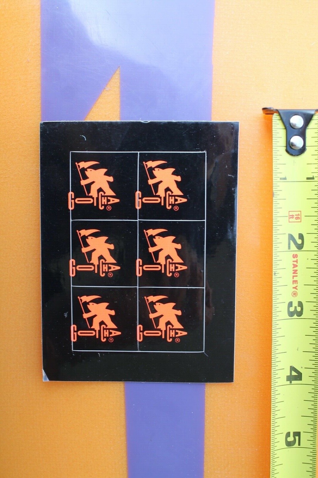 GOTCHA 80’s Neon Orange Black Shark Flag x 6 Original Vintage Surfing STICKER