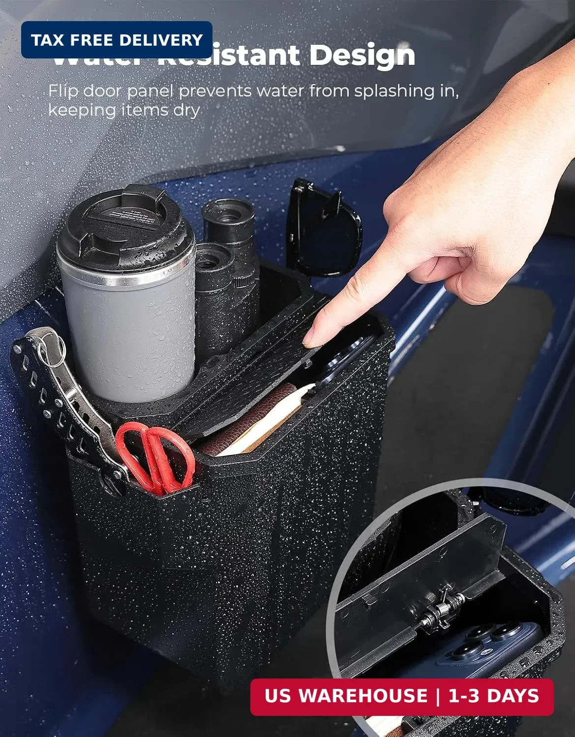 KEMIMOTO Boat Caddy Organizer with Cup Holder, Openable Box Cover and Bottom Sto