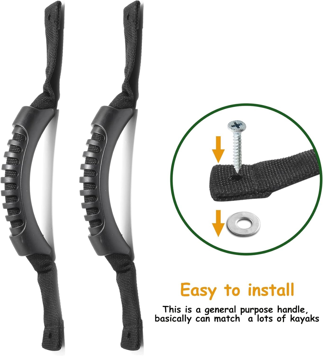 2PCS Kayak Carry Handles Replacement Canoe Boat Side Mount Rubber Grip