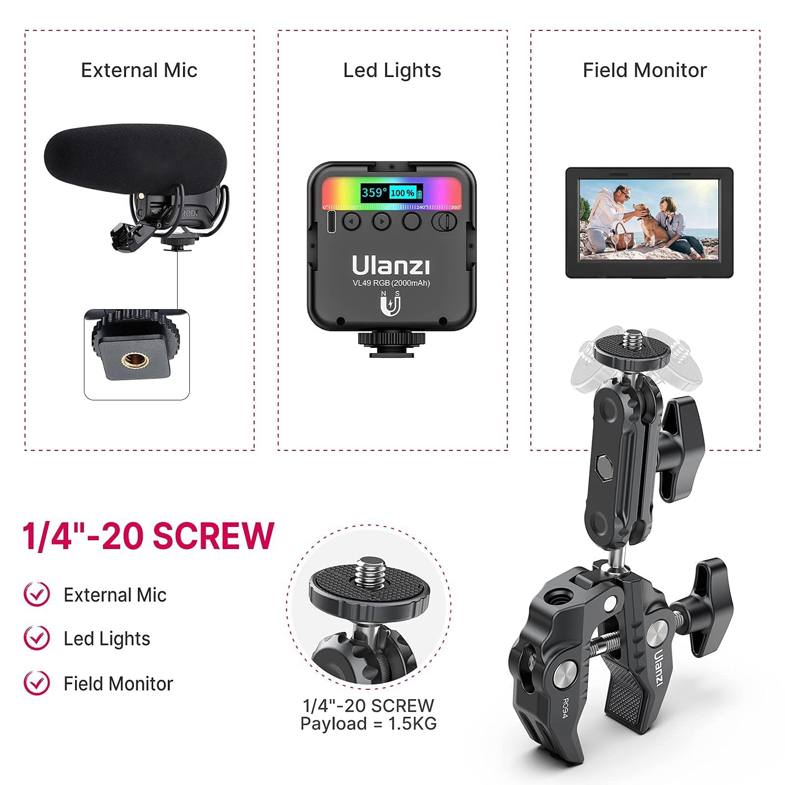 ULANZI Super Clamp Camera Mount Phone Kit, Kit