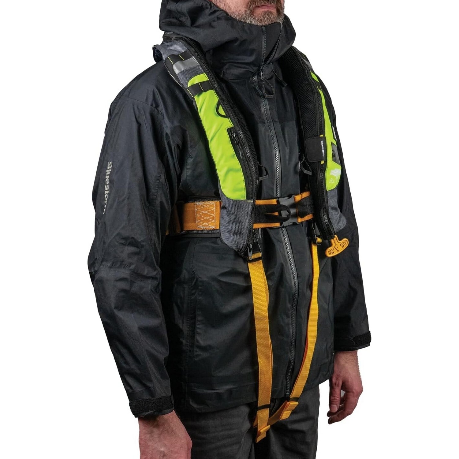 Bluestorm ARCUS-40 SAIL Inflatable Life Jacket USCG Type 2 PFD, Hi-Viz GRN/YLW