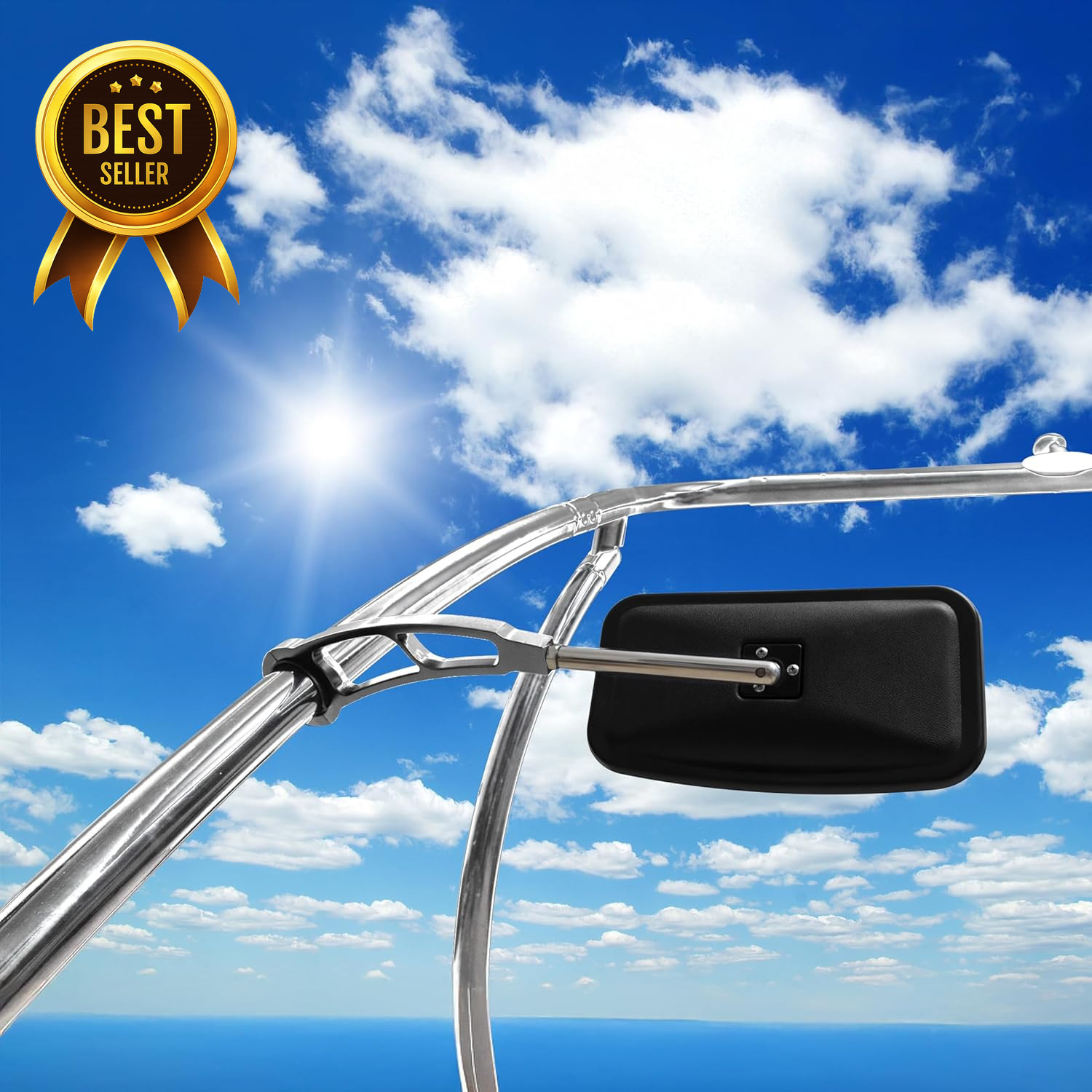 Wakeboard Tower Mirror Chrome 7×13 Convex 360 Arm 2.5in Tube Universal