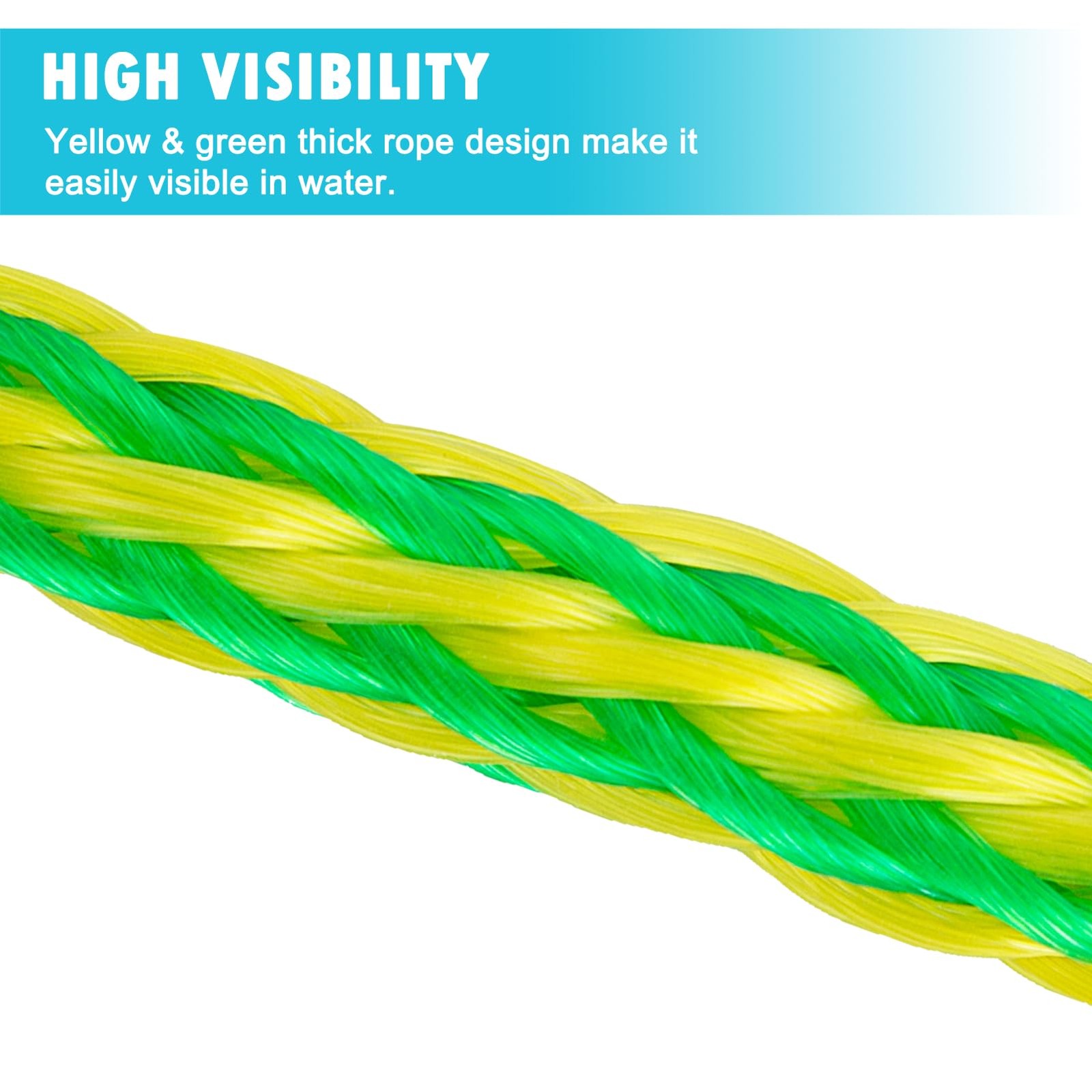 Obcursco Sand Anchor Line & Drift Sock Rope with Floating 12ft, Yellow/Green