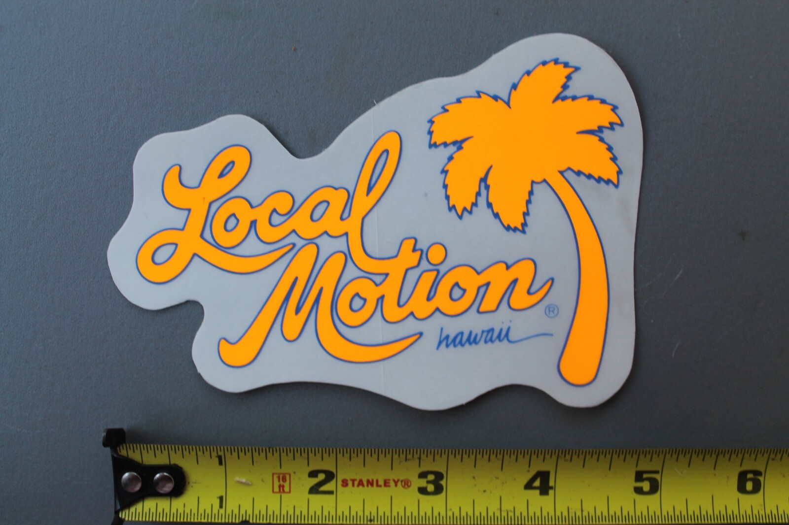 LOCAL MOTION Hawaii Surfboard Clear Neon Orange LM3 80’s Vintage Surfing STICKER