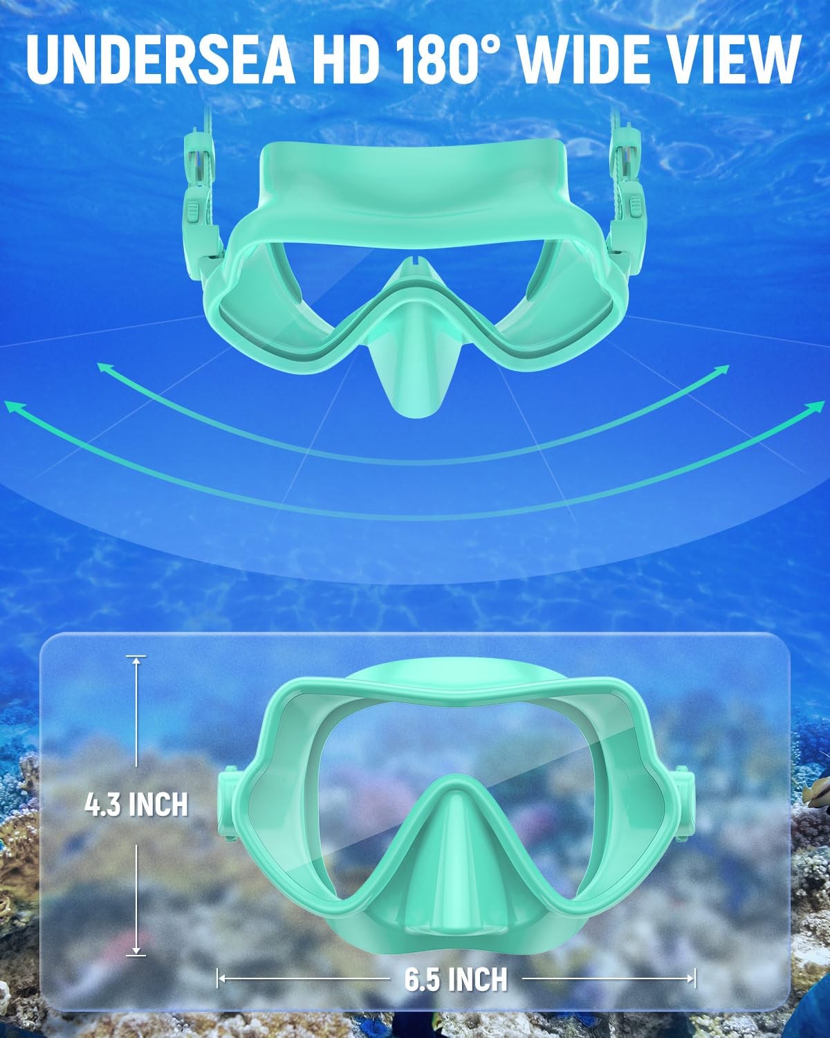 WSTOO Frameless Swim Goggles with Nose Cover for 2 Pack Black+Light Blue