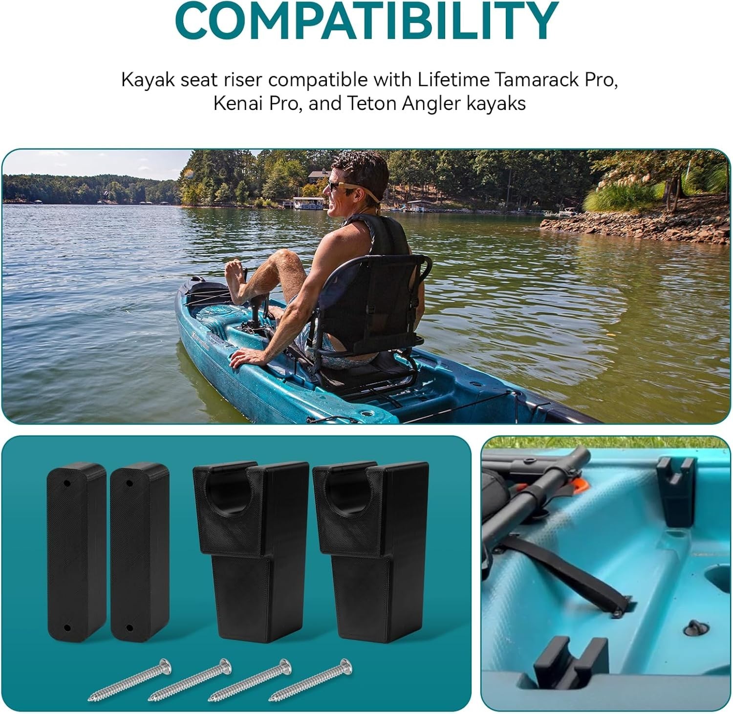 Heavy Duty Seat Riser for Lifetime Tamarack Pro Kayak & Other Lifetime Kayaks!