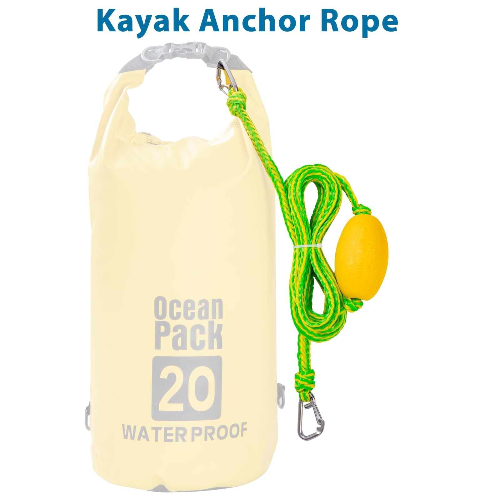 20FT Floating Kayak Tow Rope with Clips – Quick Connect Rescue Line & Towing Acc
