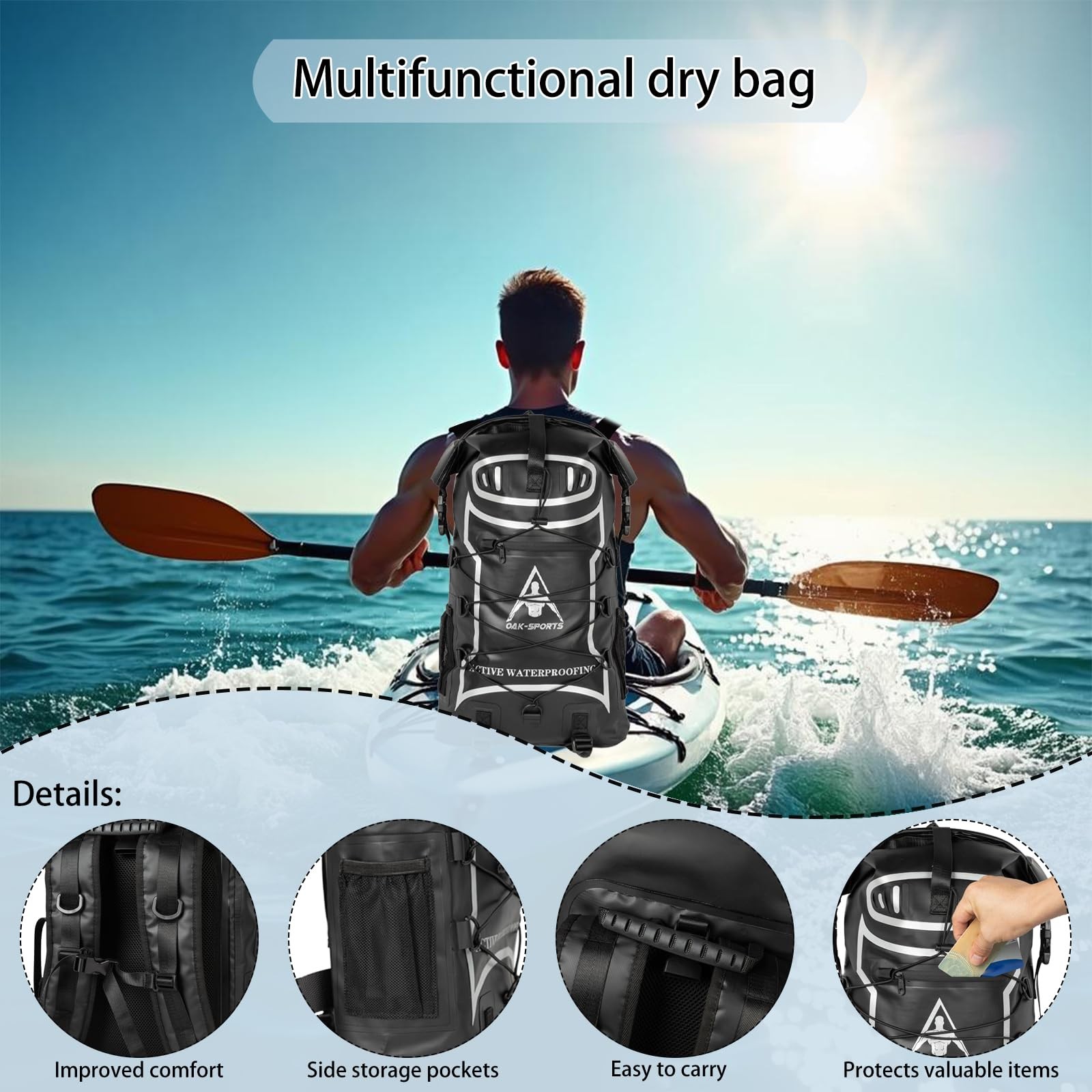Oak-Sports Dry Bag Waterproof Backpack 5L/10L/20L Roll Top Lightweight Beach