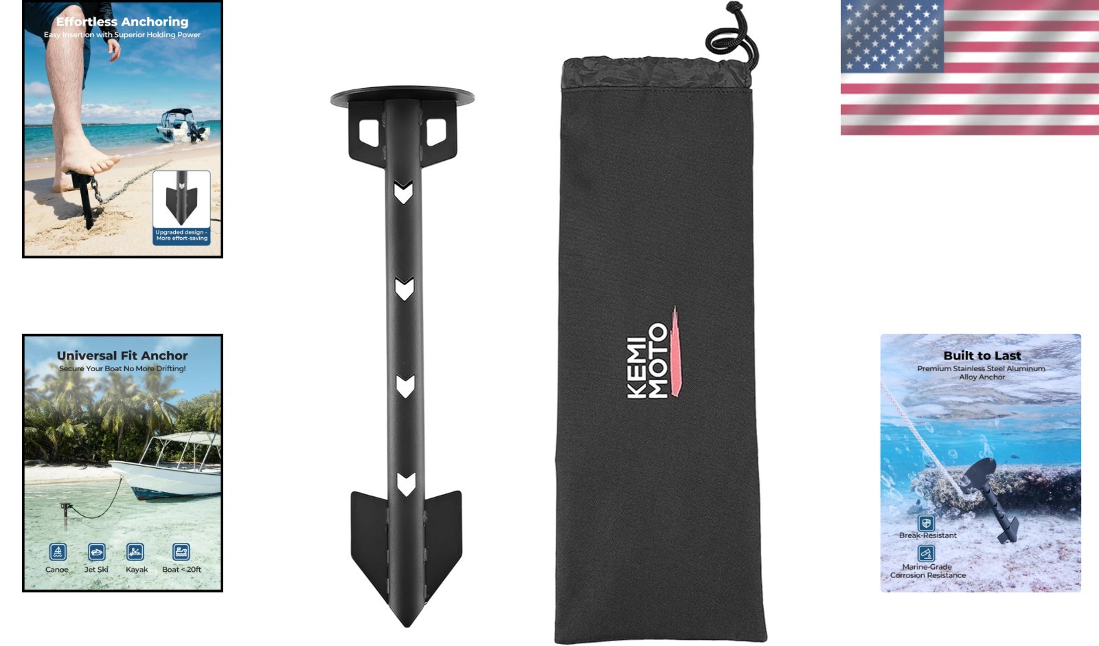Kemimoto Boat Anchor Kayak Jet Ski PWC Shallow Water Sand Anchor