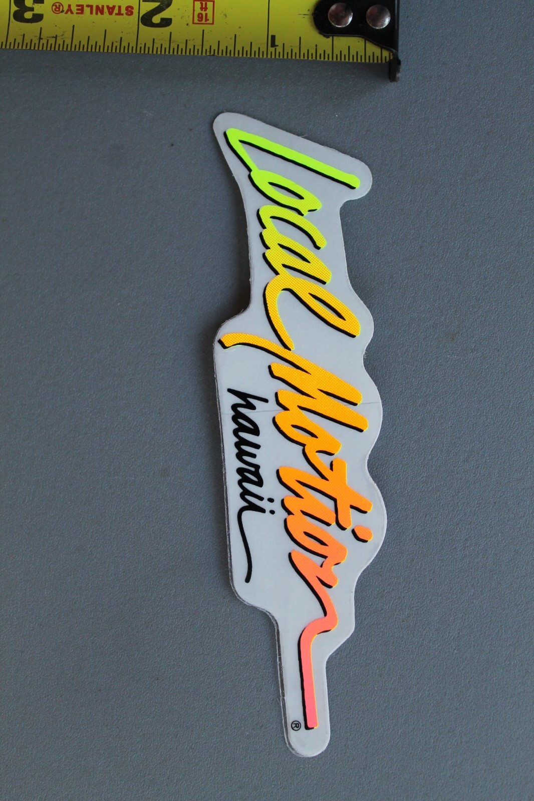 LOCAL MOTION Hawaii Clear Neon Orange Yellow 80’s Surf Vintage Surfing STICKER