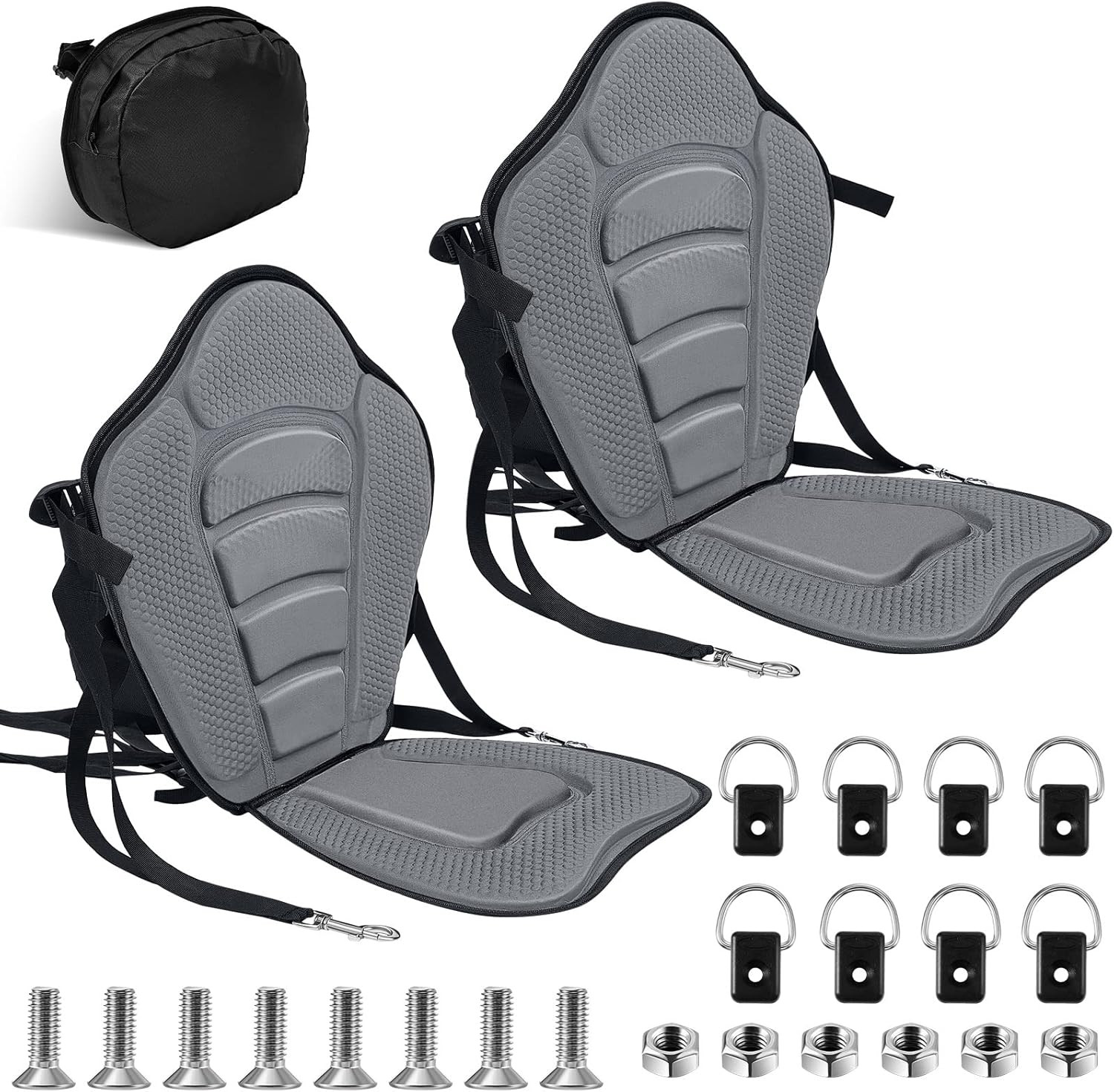 2 Pack Kayak Seats with Back Support Adjustable Sit on Top Padded Boat Seat with