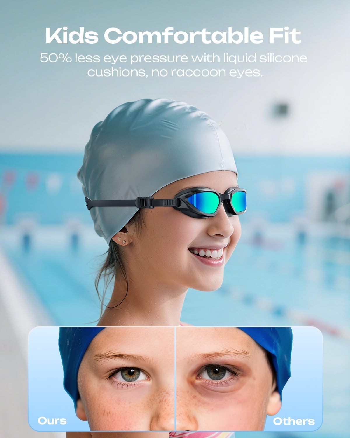 Kids Swim Goggles Fits 614 Age AntiFog UV Protection Leakproof Pool Swimming