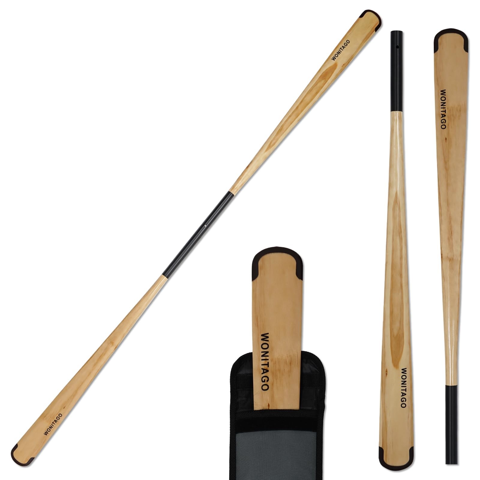 Wood (Pine) Greenland Paddle with Anti-Collision Edge and Paddle Bag, Wooden …