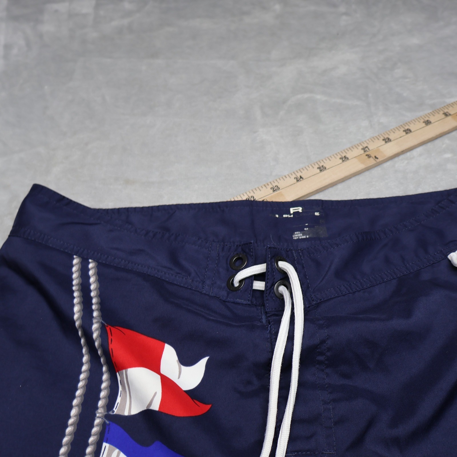 Polo Ralph Lauren Board Shorts Mens 34 Medium Blue Nautical Lace Trunks Swim 8″