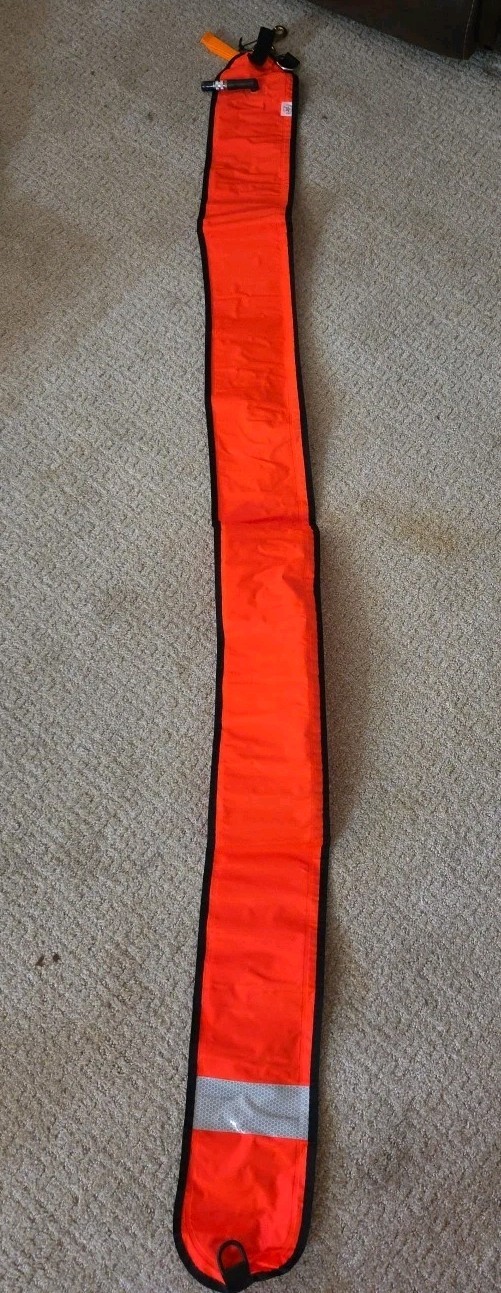 Scuba Diving SMB 5.5ft High Visibility Orange Surface Marker Bouy w/Whistle USA
